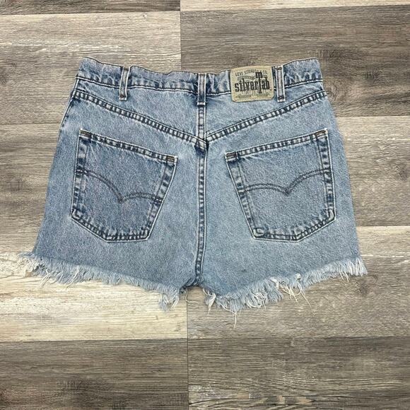 Vintage 90s Levis Silver Tab Lean Blue Womens 32" High Rise Cutoff‎ Shorts USA - Picture 2 of 10